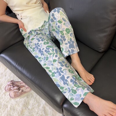 棉绸睡裤女夏人造棉薄款灯笼裤网红沙滩裤外穿宽松防蚊家居长裤子