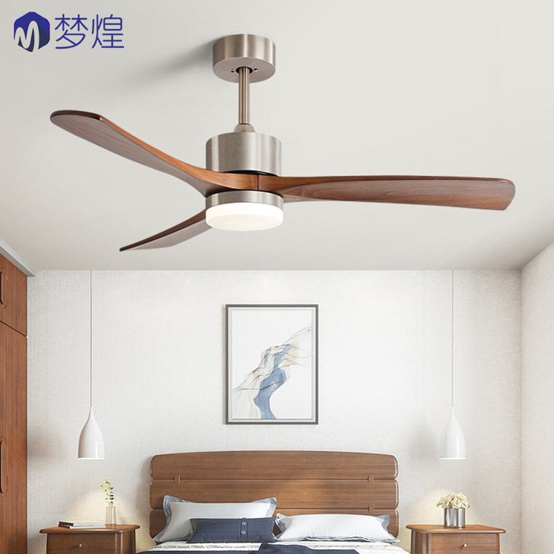 大风力吸顶风扇灯餐厅家用客厅卧室中式实木复古简约一体风扇吊灯