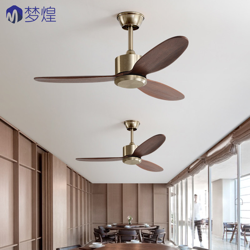 大风力静音实木复古铜遥控吊扇餐厅客厅家商用工业无灯卧室电风扇