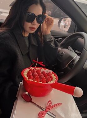 网红同款草莓蛋糕盆圣诞节创意圣诞节蛋糕烘焙装扮红色塑料瓢