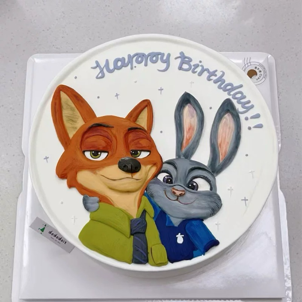 进口糖纸打印疯狂动物城朱迪尼克蛋糕装饰插件