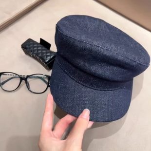 特猫柔版型超正！英伦复古深色牛仔平角帽子报童帽春秋季女前进帽