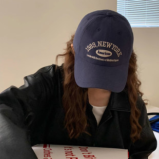 特猫柔  韩国显脸小鸭舌帽女秋冬宽帽檐软顶帽复古休闲棒球帽