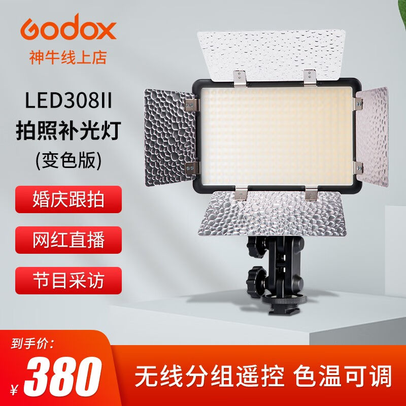 神牛（Godox）led308CII二代摄影补光灯新闻访谈直播间演播室专用