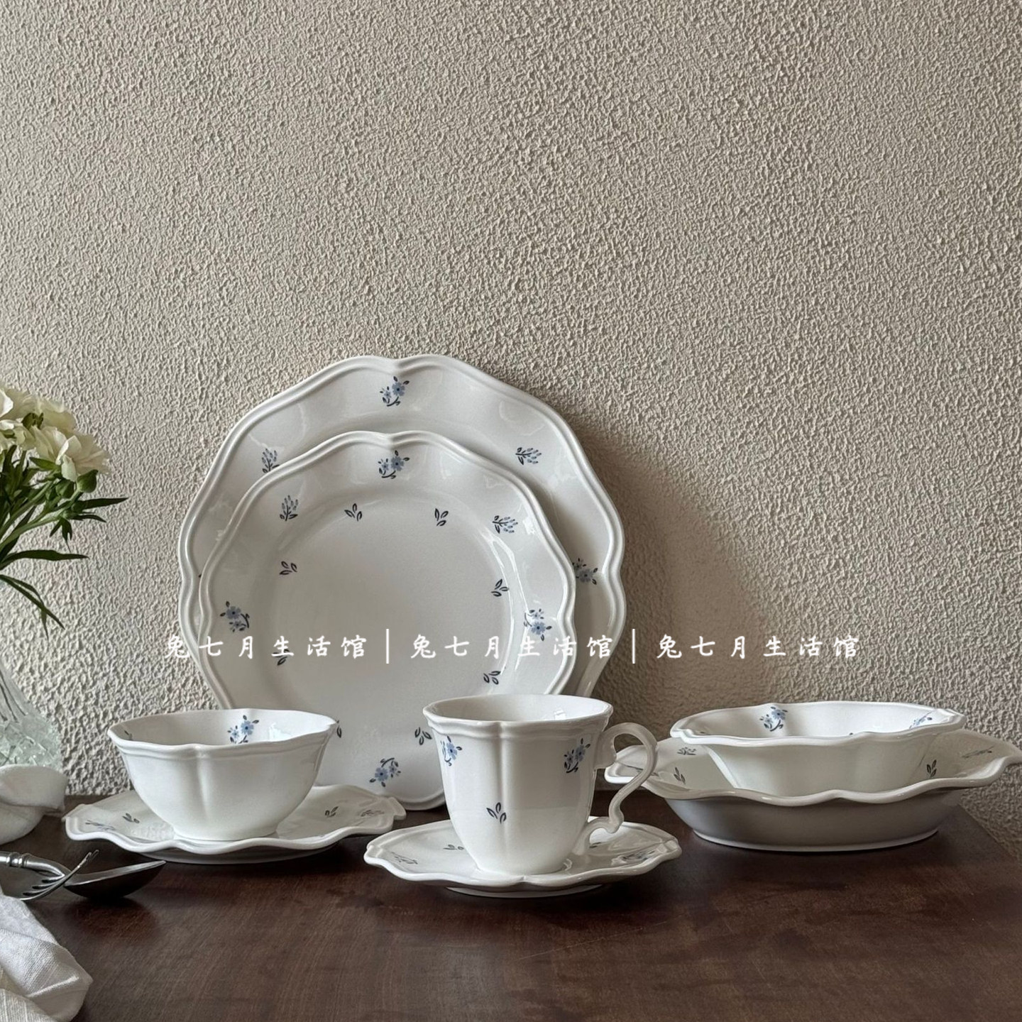 兔七月|法式复古陶瓷餐具套装碗盘碟子家用菜盘西餐盘意面盘深盘,餐饮具,盘,淘宝优惠券,粉丝福利购,淘宝优惠卷