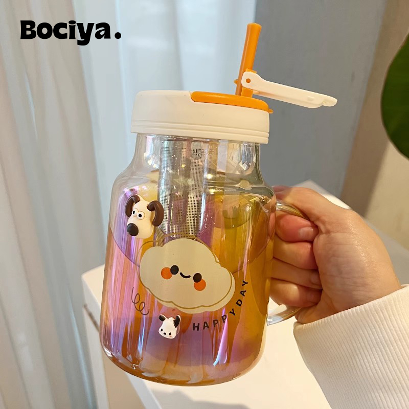 茶杯耐高温带吸管搅拌勺