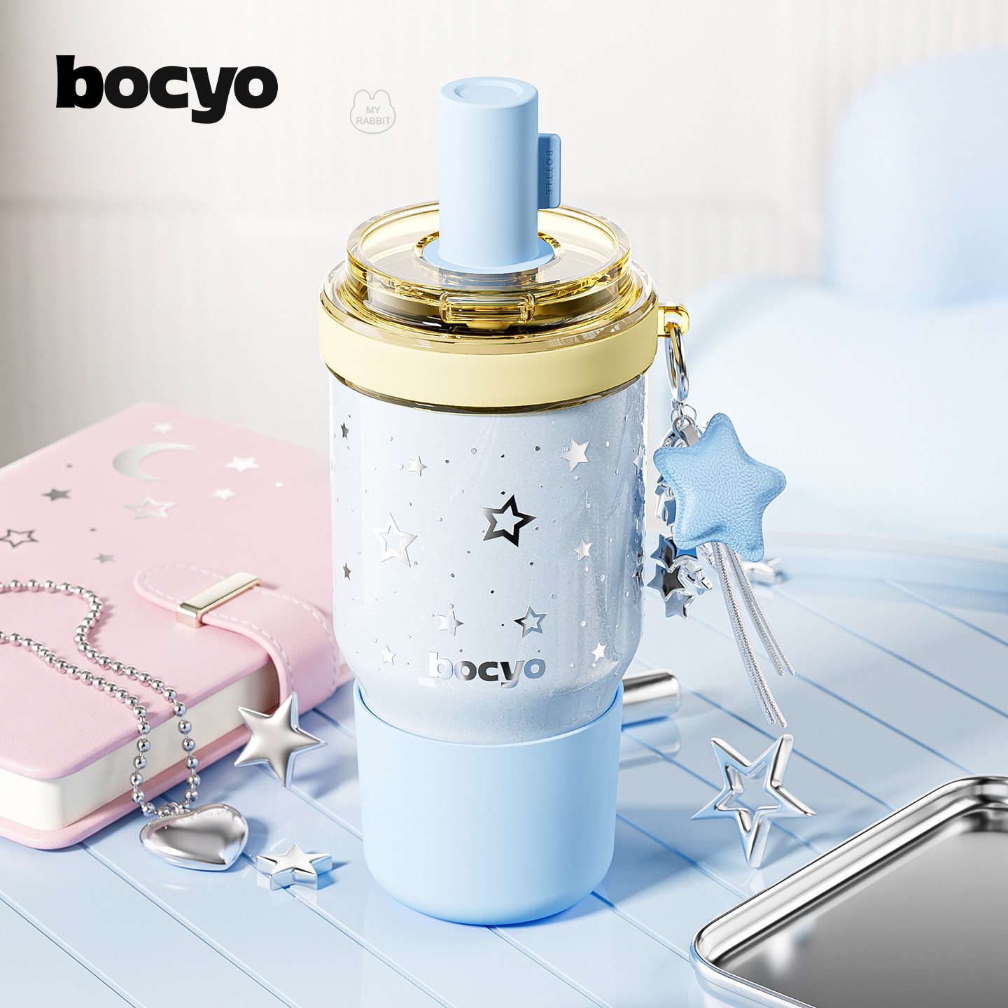 bocyo星星挂链便携保温杯图片