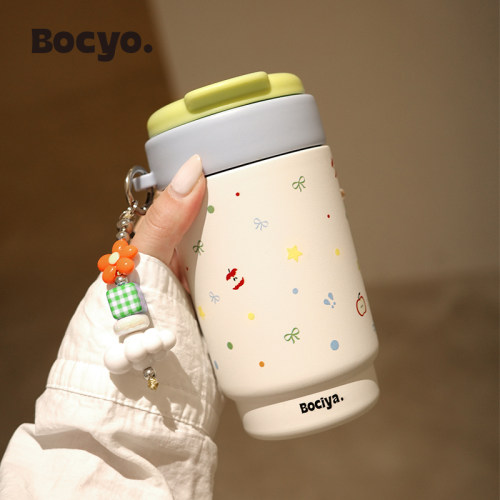 bocyo卡通印花吸管保温杯