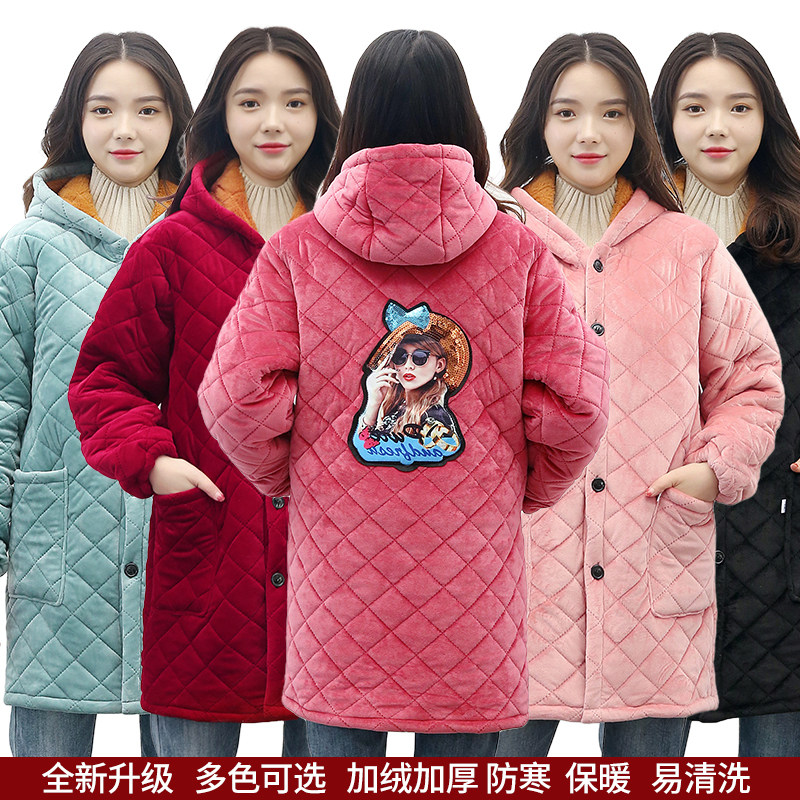 冬季加厚加绒保暖罩衣女中长加棉工作服大码围裙时尚家务清洁外套,家庭/个人清洁工具,围裙,淘宝优惠券,粉丝福利购,淘宝优惠卷
