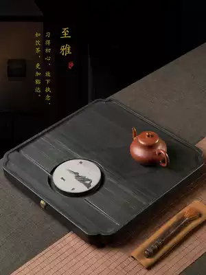 Natural whole piece of Wujin Stone tea tray home simple drainage shadow sculpture Creative Square Tea Sea Stone tea table small tray