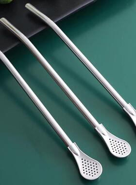 Foreign Trade Stainless Steel Straw Spoon Stirring Spoon Det