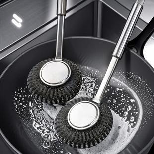Stainless Steel Pot Brush with Long Handle, Cleaning Brush f