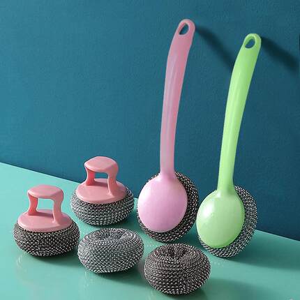 Pot brush with handle, cleaning brush, pot scrubber, kitchen