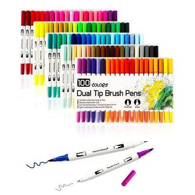 36/48/60/100 Watercolor Pen Dual-Tip Art Markers Pens Felt P