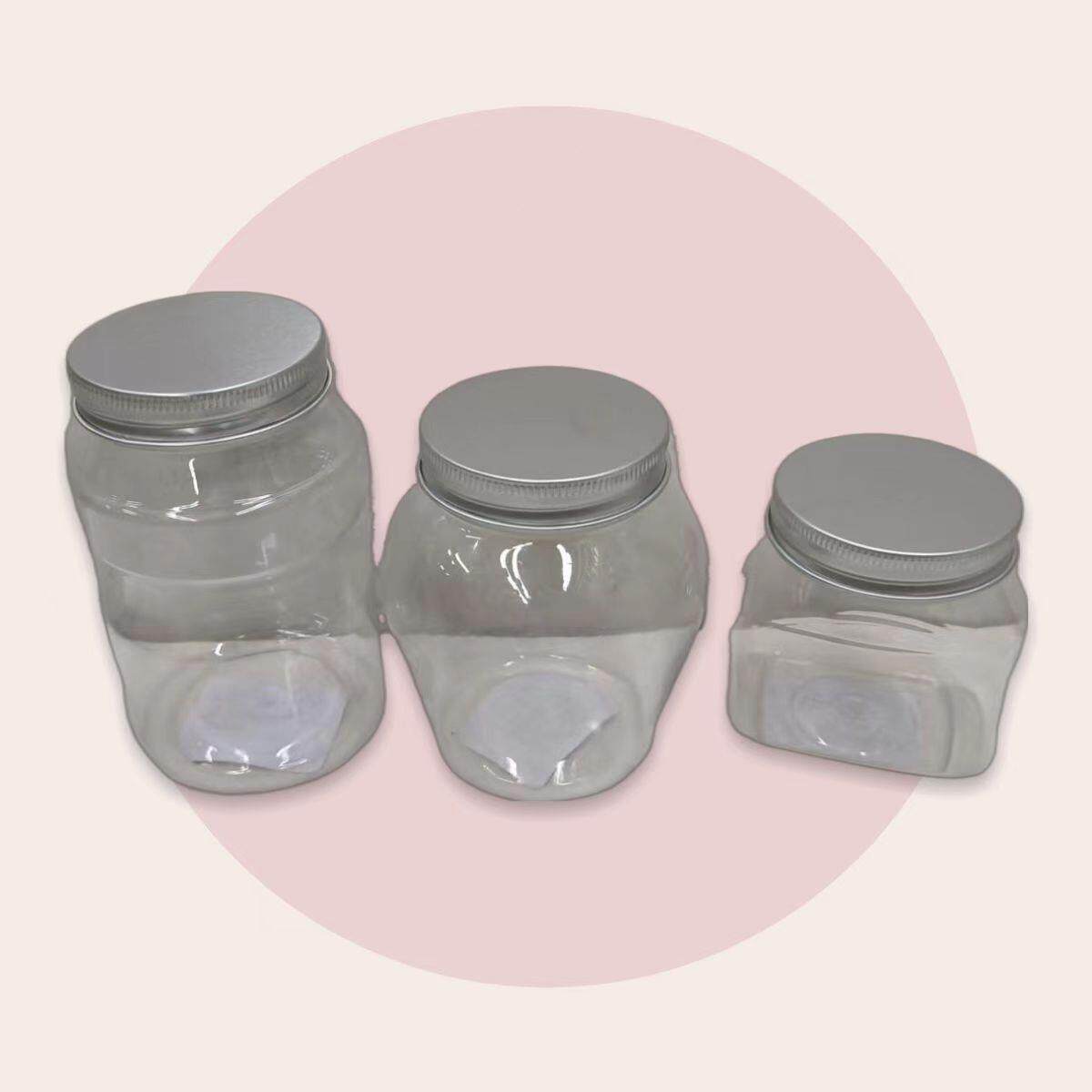 Clear Handle Lid Irregular Shaped Packaging Bottle, Wide Mou
