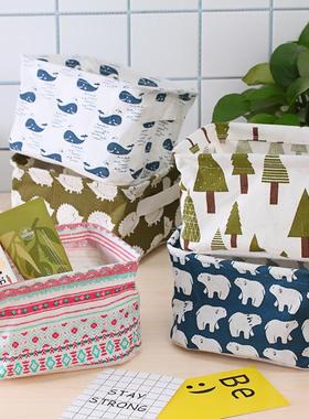 ZKA cotton and linen fabric desktop storage basket with cart