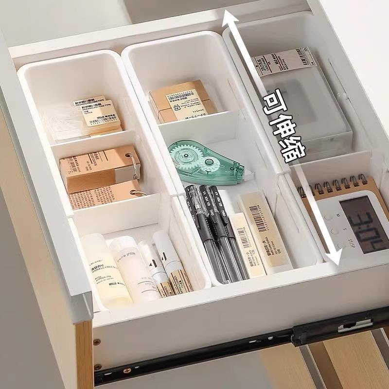 Drawer organizer with adjustable compartments for cosmetics,
