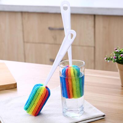 Wall-Mountable Kitchen Colorful Cup Cleaning Brush with Long