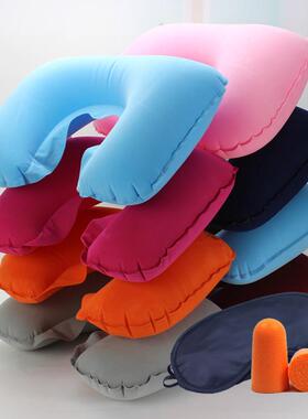 Travel Trio Set: Inflatable U-shaped Pillow, Portable Foldab
