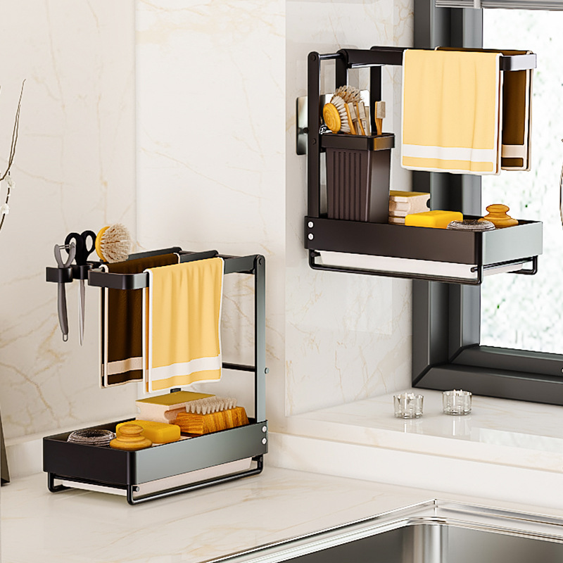 Dishcloth rack kitchen storage shelf faucet dishwashing cl