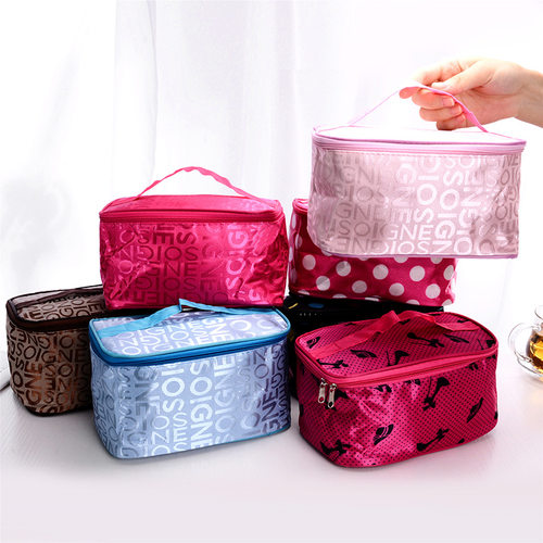 Women's Handheld Cosmetic Bag - Stylish and Colorful Lette