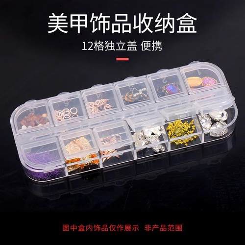 12-Compartment Nail Art Tool Box, Long Organizer for Accesso