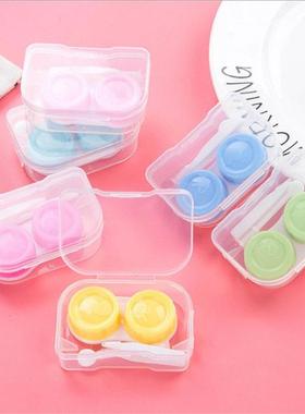 Candy-colored portable transparent contact lens storage box,