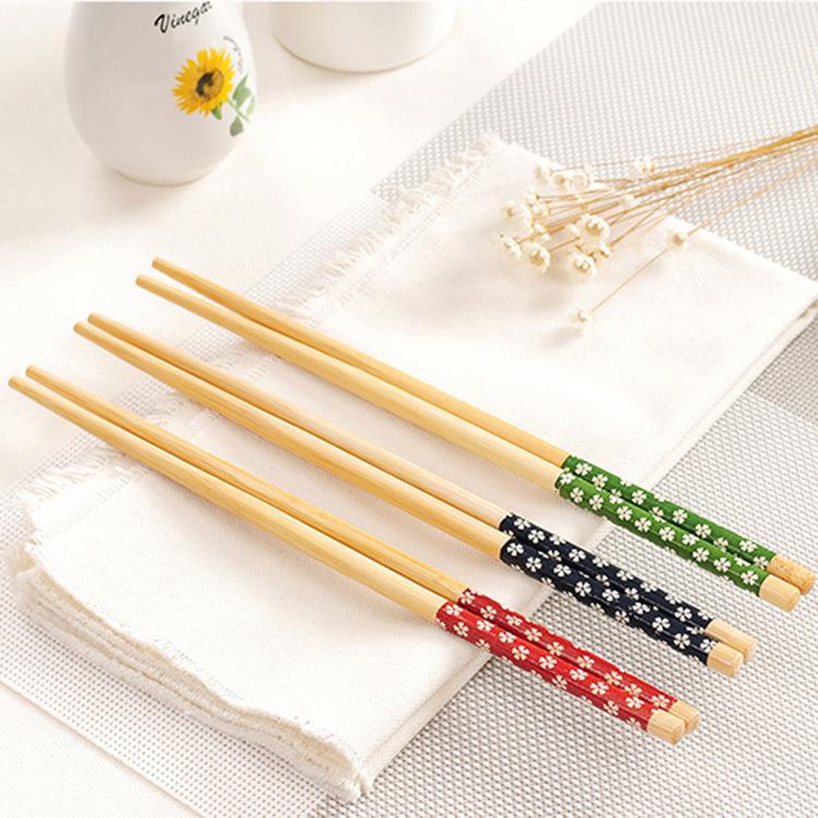 Bamboo and Wood Small Floral Chopsticks for Home, Restaurant