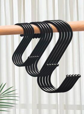 Black S-shaped hooks, S-hooks for closet, metal hooks in lar
