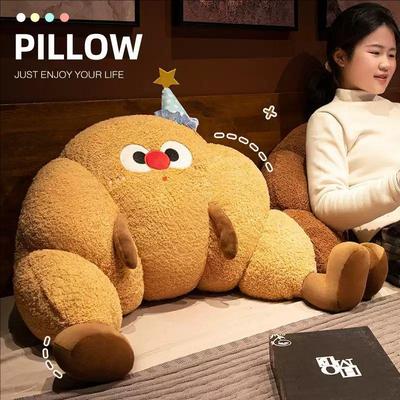 Creative Horn-Shaped Bread Headboard Cushion, Soft Lumbar Su