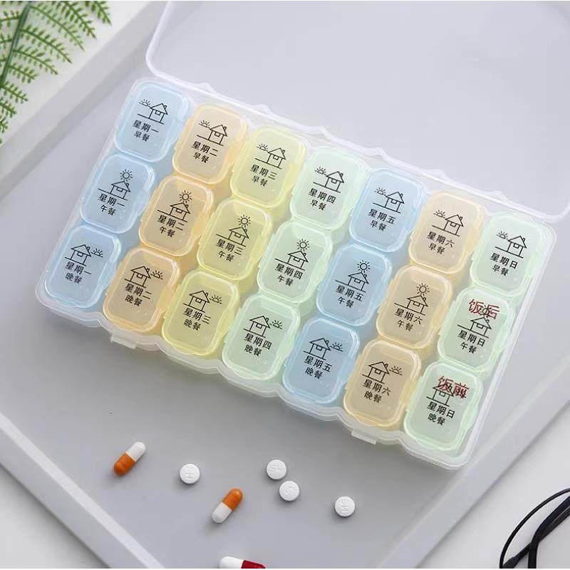 Pillbox Portable for Three Meals a Day, Weekly 7-Day Medicat