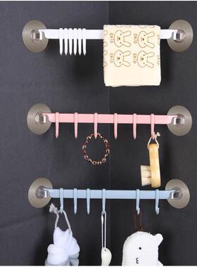 Six-row hook kitchen wall mount 6-in-a-row hooks bathroom no