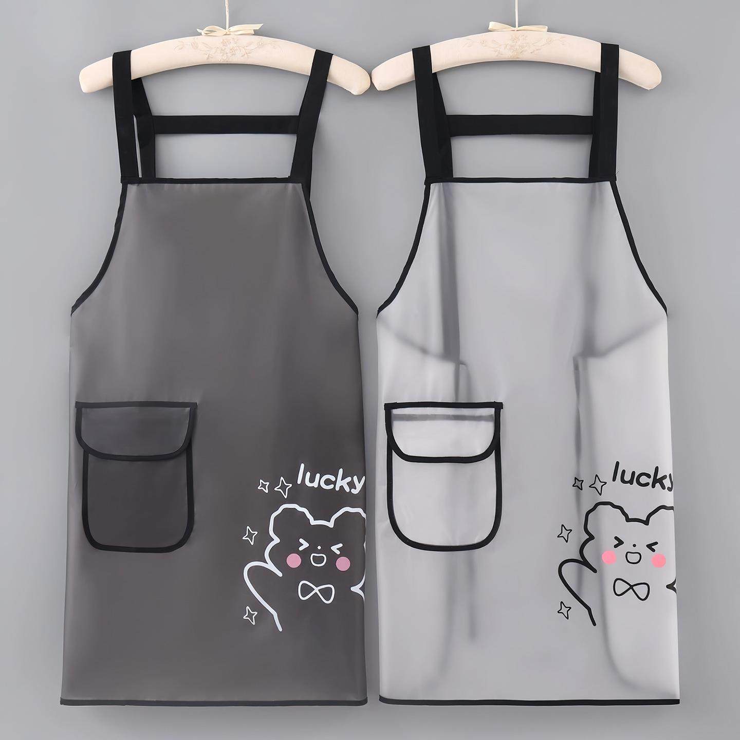 Cute Cartoon Waterproof and Oil-Resistant Apron with Large P