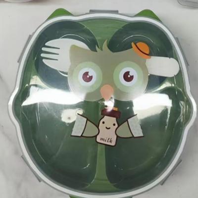 Cute cartoon pattern lunch box with utensils, bento box with