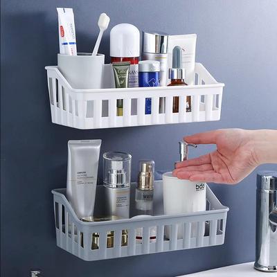 Hollow Single-color Storage Shelf, Bathroom Drill-free Trace