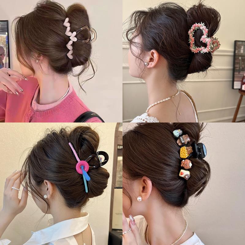 Large hair volume, high-end Korean shark clip with a bow, yo