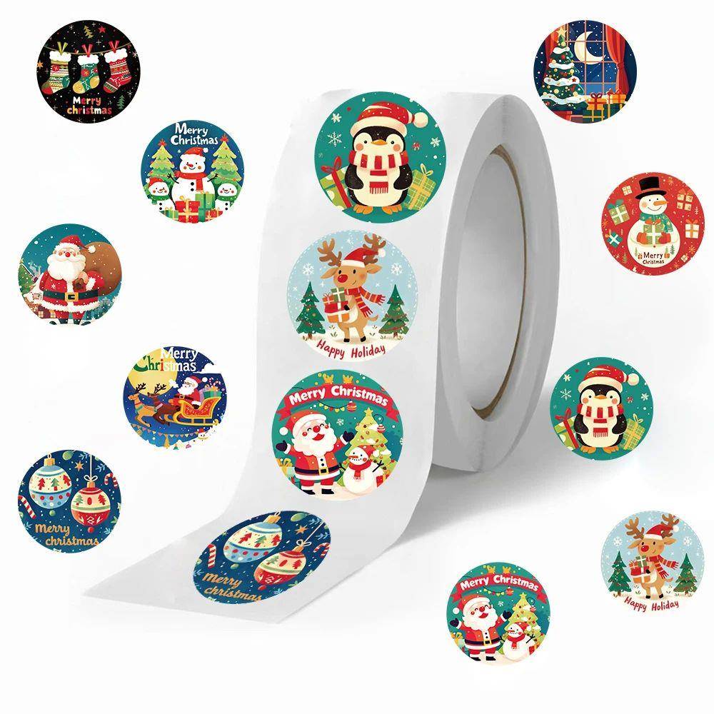 500PCS New Christmas Stickers Roll Small Children Stickers C