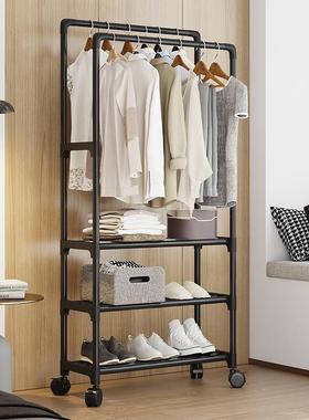 Floor-standing coat rack, simple indoor clothes hanger, doub