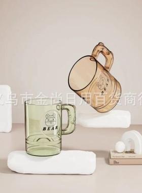 Ins-style cartoon transparent mugs, perfect as a couple's ri