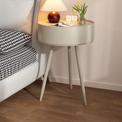 Cream-colored bedside table, modern and minimalist side tabl