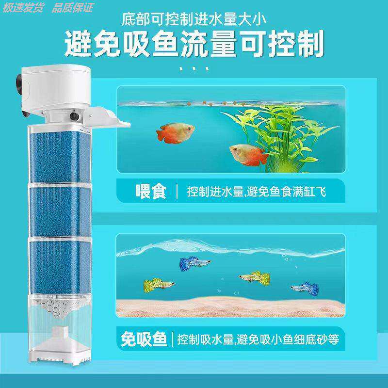 鱼缸过滤器三合一增氧造浪水循环