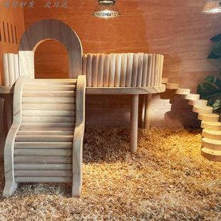 仓鼠二层平台芦丁鸡刺猬木桌跳台造景屋笼子装饰品金丝熊躲避宠物