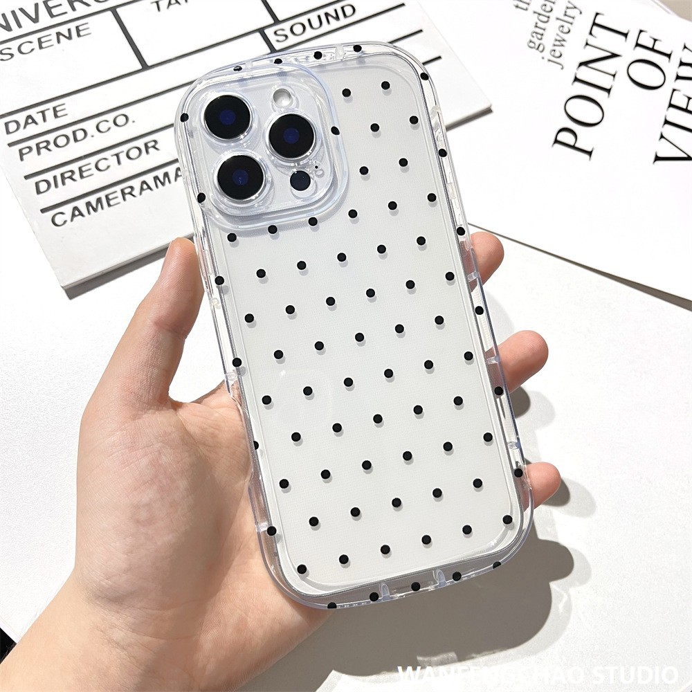 简约波点适用iPhone14苹果15新品手机壳13ProMax气囊16精孔12防摔