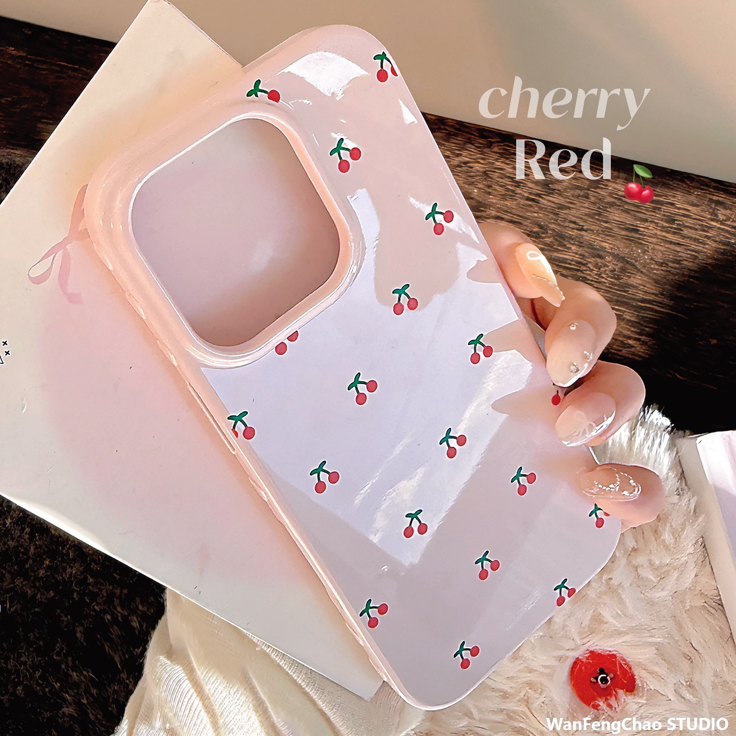 韩系小众粉色樱桃iPhone17手机壳