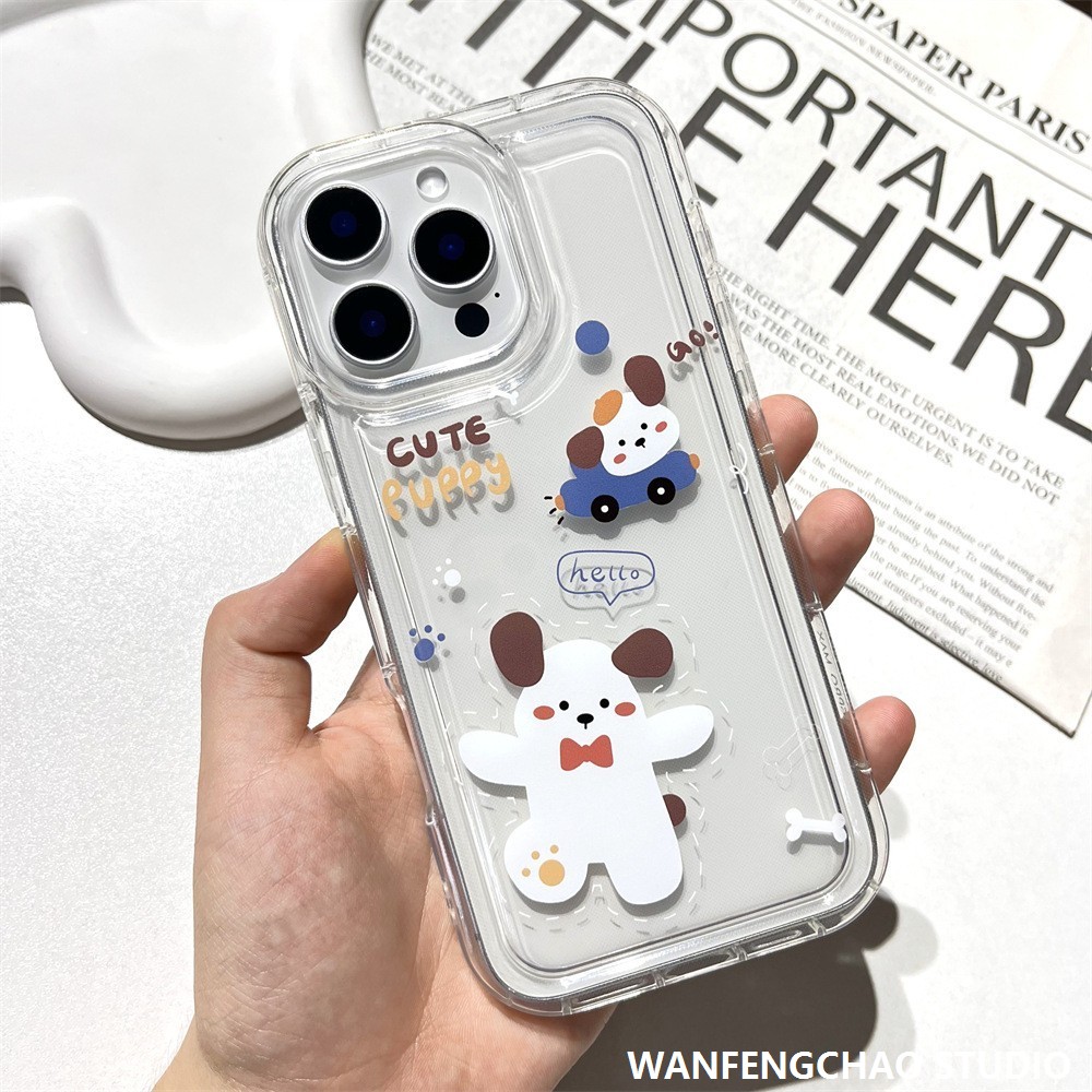 可爱俏皮iphone16适用15promax苹果快乐小狗手机壳14卡通13新品12