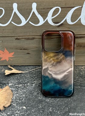 ins秋冬蓝棕晕染苹果17适用16promax手机包16/15/14保护套