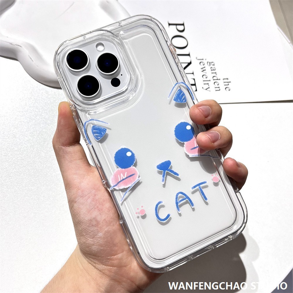 可爱ins适用苹果16新品手机壳猫咪表情iphone14promax气囊防摔