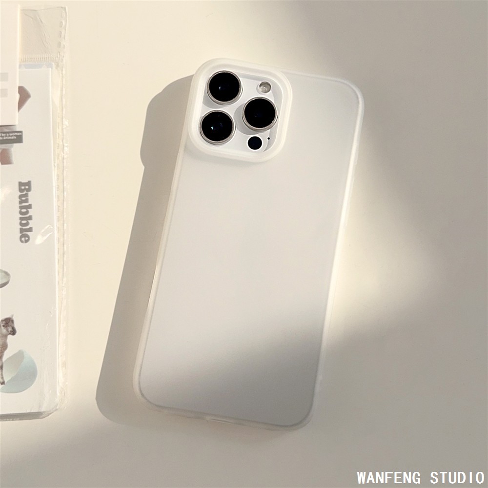 ins透白磨砂适用苹果16手机壳15pro max小众纯色iphone14个性13软