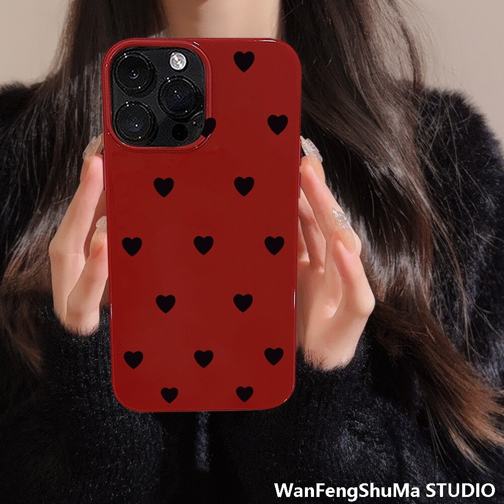 틈새 기능 블랙 러브 14 애플 16프로 맥스 레트로 레드 15 휴대폰 케이스 14 소프트 IPHONE13에 적합