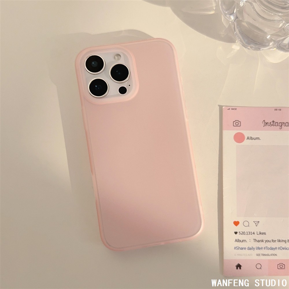 小众ins透粉磨砂适用苹果16手机壳15pro max纯色iphone14硅胶13软